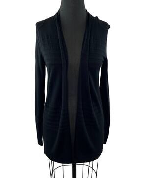 THEORY Black Viscose-Silk Blend Long Sleeve Open Front Cardigan Sweater Size XS